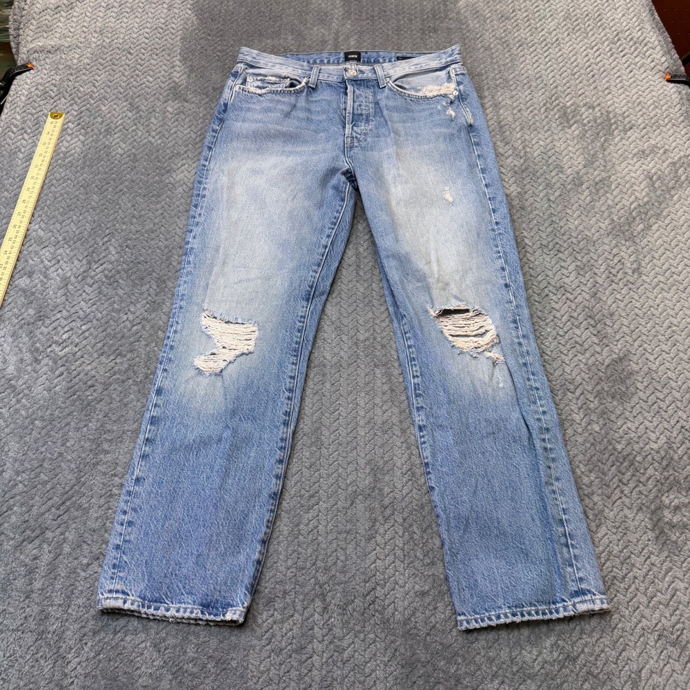 Edwin Cai Classic‎ Straight Jeans 31 Light Blue Distressed Slayer Wash Made USA